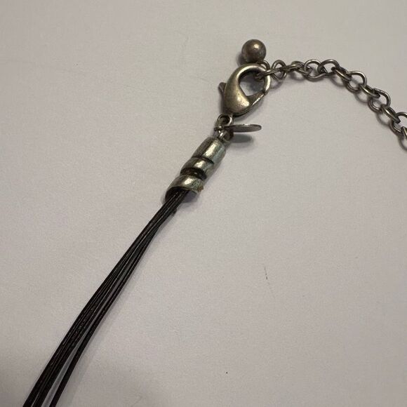 Chico’s Women’s Black Rope with Silver Blue Green Pendant Necklace - Picture 9 of 9